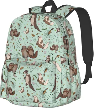 Cute Sea Otters Unisex Backpacks 15in Laptop Backpack Multipurpose Double Shoulder Bag For Men Women Gifts