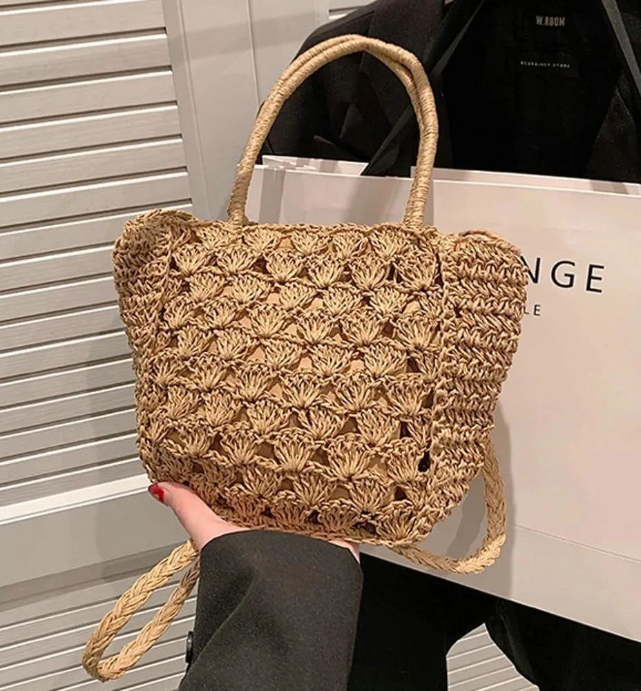 Cute Straw Bags Hobo for Women Straw Tote Shoulder Summer Beach Rattan Crossbody Bag Woven Hobo Basket Purse
