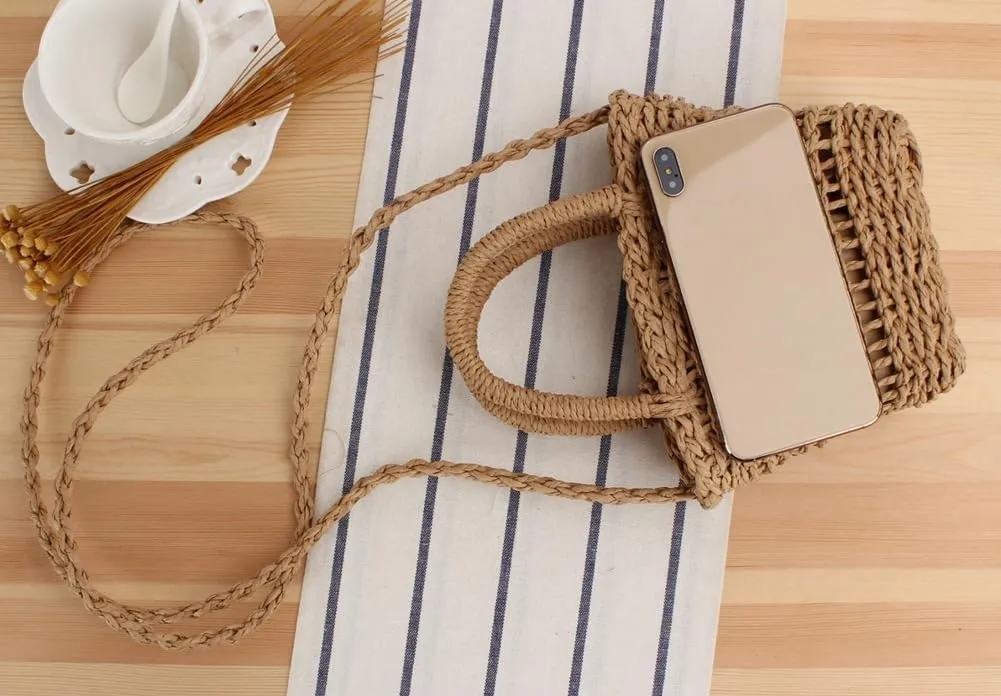 Cute Straw Bags Hobo for Women Straw Tote Shoulder Summer Beach Rattan Crossbody Bag Woven Hobo Basket Purse