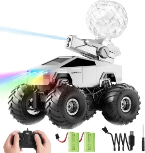 Cybertruck Toy Remote Control Car - Amphibious RC Fast Car with Water Cannon and 2.4GHz Remote Control, 4WD 1:16 Scale Cyber Truck Toy for All Terrain, Waterproof Stunt Rc Boat for Kids 6 