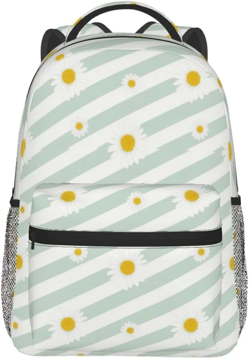 Daisy and Stripes Adult Backpacks 15 Inch Laptop Backpack Travel Bag for Men Women Gifts