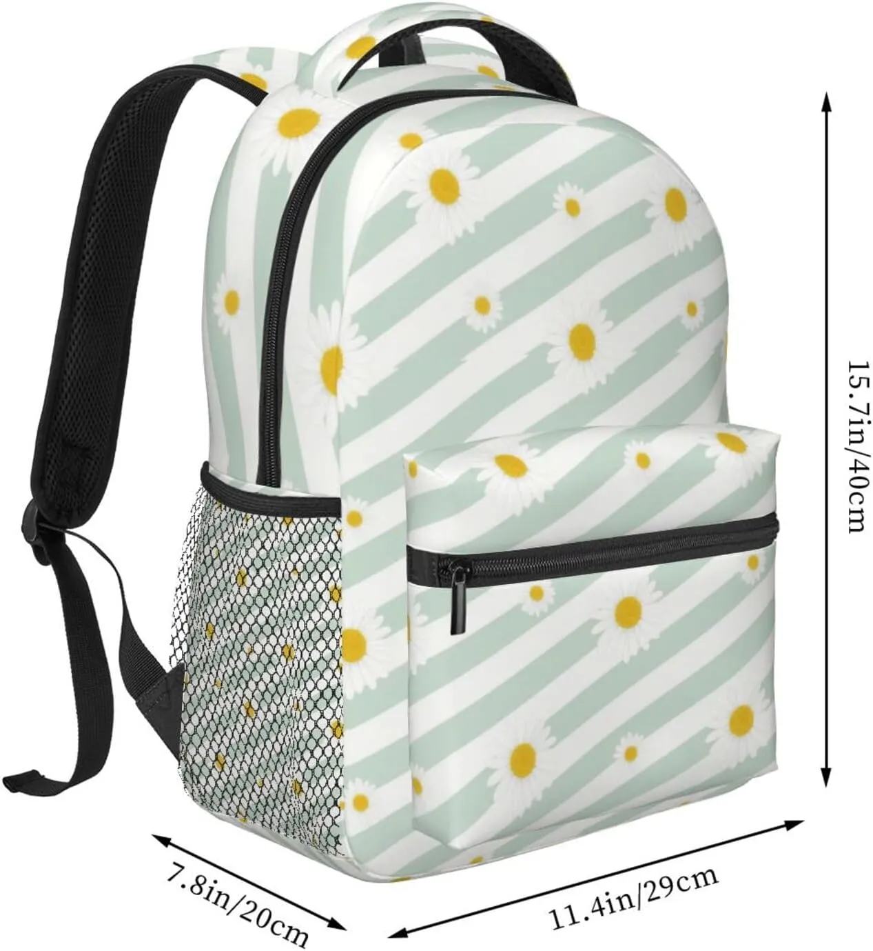 Daisy and Stripes Adult Backpacks 15 Inch Laptop Backpack Travel Bag for Men Women Gifts