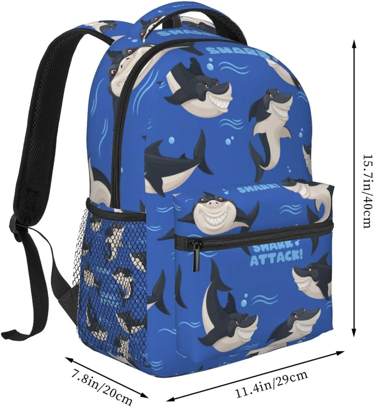 Dangerous Smiling Attack Sharks Backpacks 15 Inch Laptop Backpack Multipurpose Double Shoulder Bag For Men Women Gifts