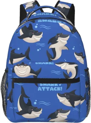 Dangerous Smiling Attack Sharks Backpacks 15 Inch Laptop Backpack Multipurpose Double Shoulder Bag For Men Women Gifts