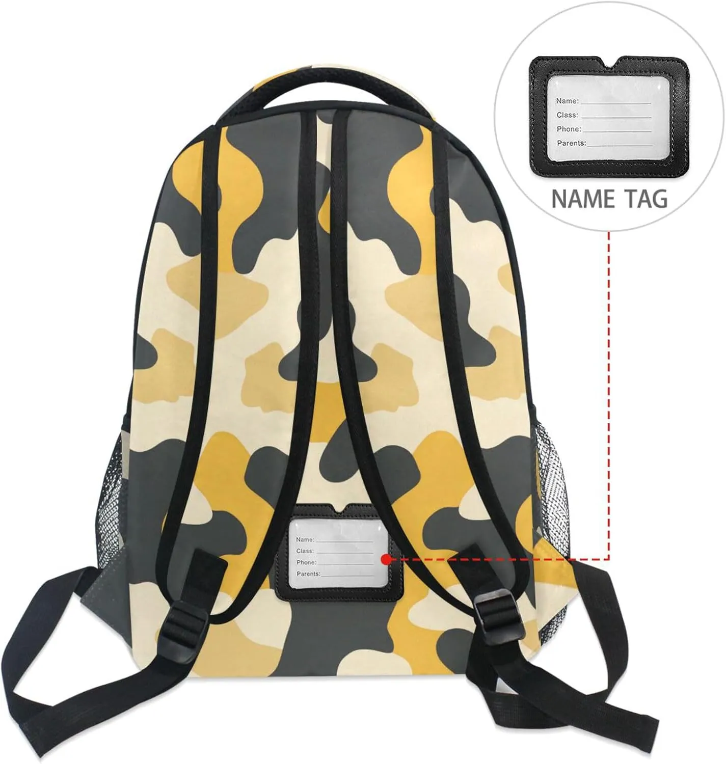 Day Backpack for Teens Boys Girls Waterproof Stylish Travel Bags with Chest Strap for Travel Trip Camouflage Yellow Camouflage Beige
