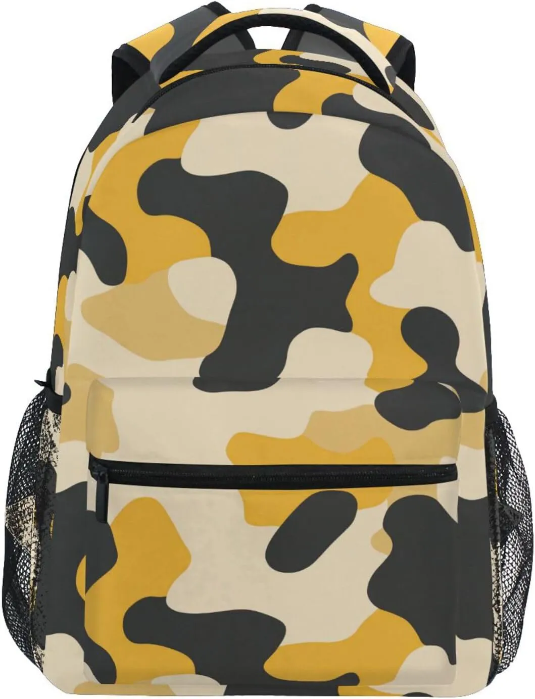 Day Backpack for Teens Boys Girls Waterproof Stylish Travel Bags with Chest Strap for Travel Trip Camouflage Yellow Camouflage Beige