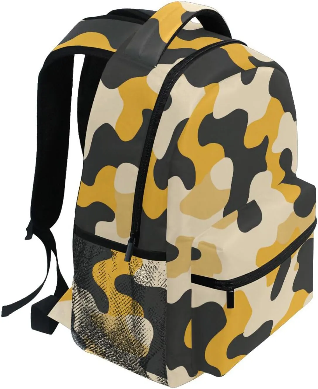 Day Backpack for Teens Boys Girls Waterproof Stylish Travel Bags with Chest Strap for Travel Trip Camouflage Yellow Camouflage Beige