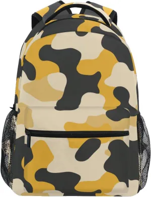 Day Backpack for Teens Boys Girls Waterproof Stylish Travel Bags with Chest Strap for Travel Trip Camouflage Yellow Camouflage Beige