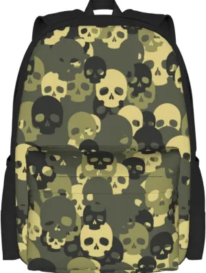 Delerain Skull Camouflage Kids Backpack School Book Bag Travel Daypack Shoulder Bag 16 Inch Plus Lightweight Laptop Bag for 1-6th Grade Boys Girls Back to School