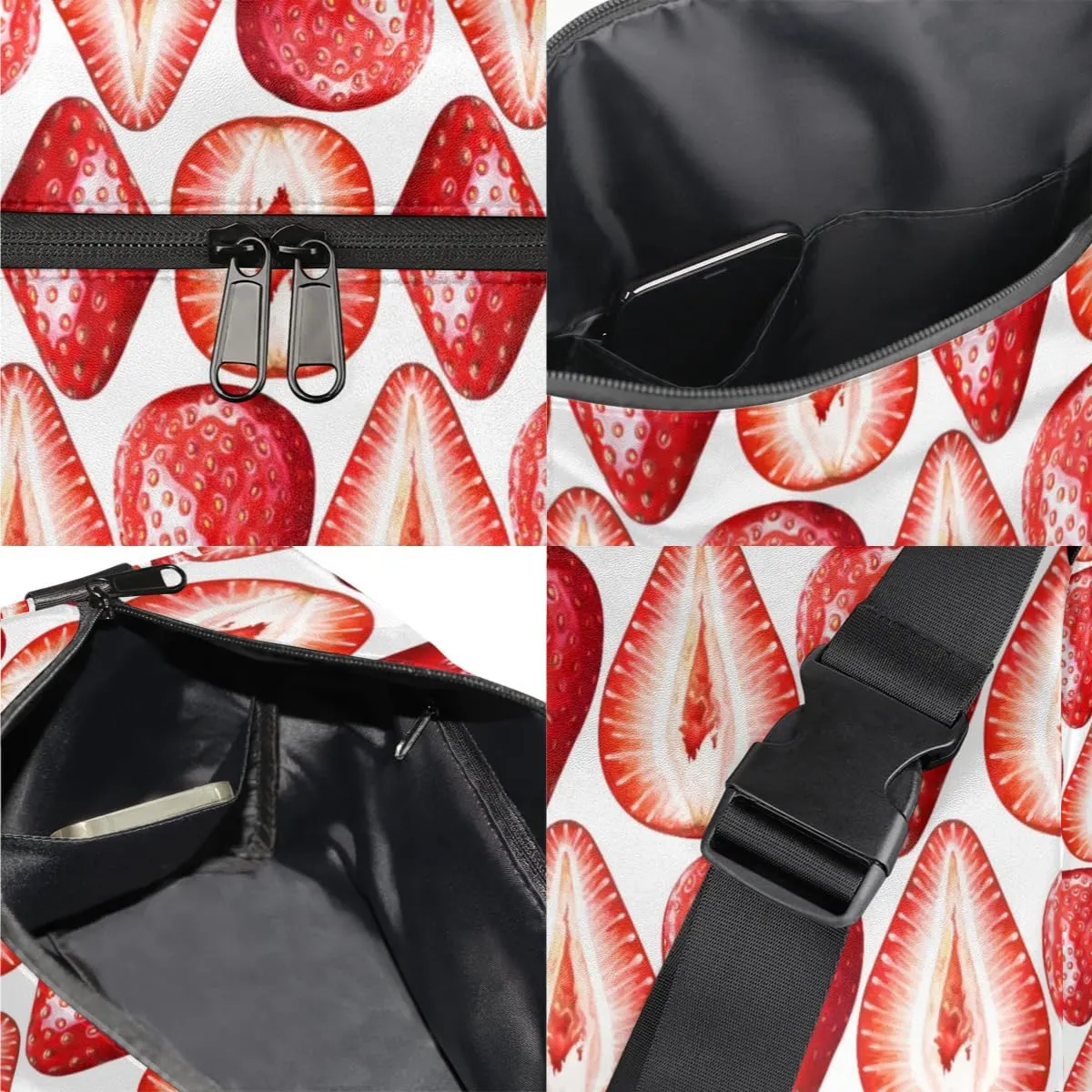 Delicious Strawberry Small Gym Bag for Men Women Workout Sport Duffle Bag Waterproof Weekender Overnight Bag Lightweight Carry on Tote Bag Crossbody Shoulder Travel Bag for Swim Yoge Dance