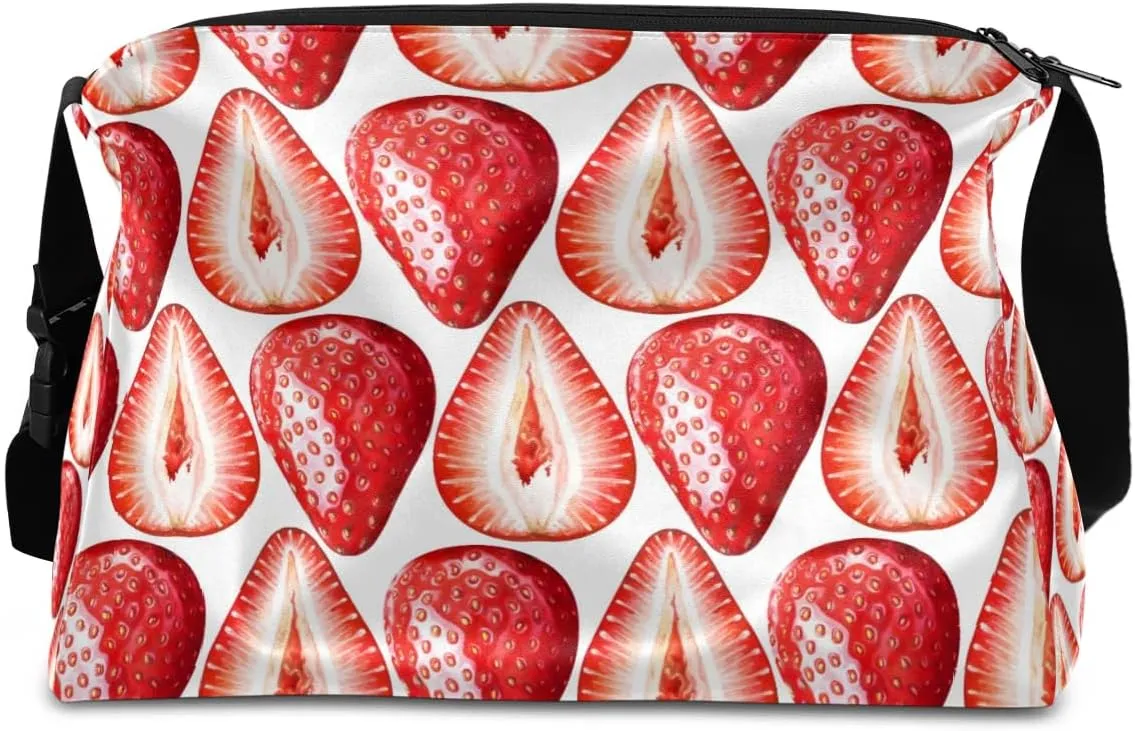 Delicious Strawberry Small Gym Bag for Men Women Workout Sport Duffle Bag Waterproof Weekender Overnight Bag Lightweight Carry on Tote Bag Crossbody Shoulder Travel Bag for Swim Yoge Dance