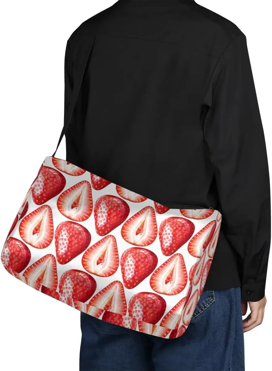 Delicious Strawberry Small Gym Bag for Men Women Workout Sport Duffle Bag Waterproof Weekender Overnight Bag Lightweight Carry on Tote Bag Crossbody Shoulder Travel Bag for Swim Yoge Dance