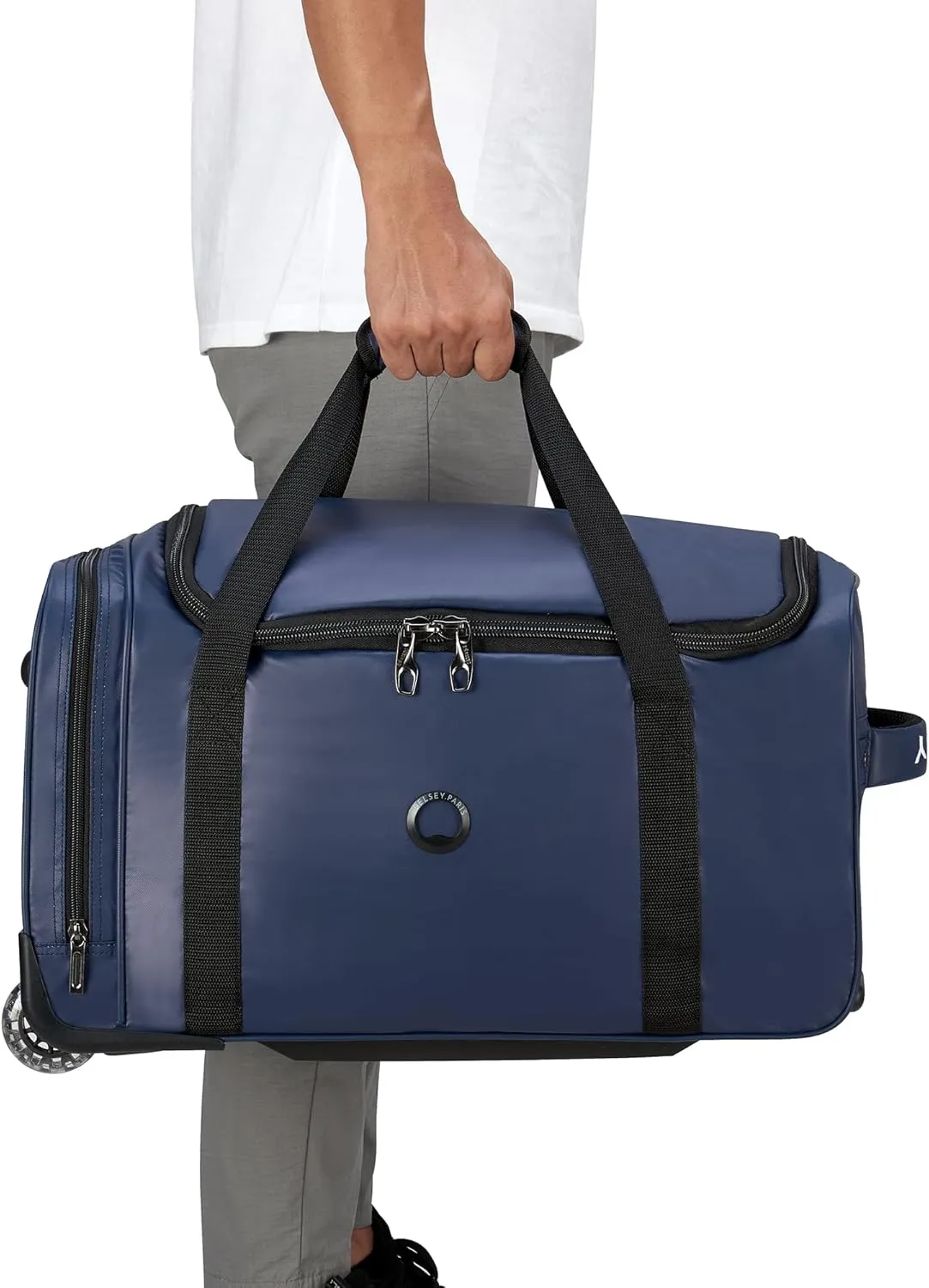 DELSEY Paris Raspail Carry On Rolling Wheeled Duffle Bag, Blue
