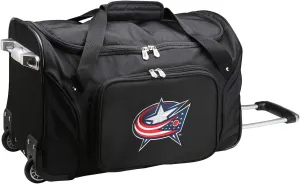 Denco NHL Columbus Blue Jackets Wheeled Duffel Bag, Black, 22 x 12 x 5.5 (NHBJL401)
