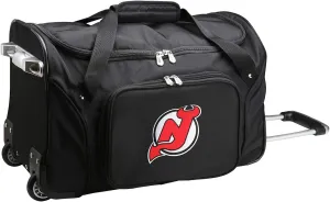 Denco NHL New Jersey Devils Wheeled Duffel Bag, Black, 22 x 12 x 5.5 (NHDEL401)