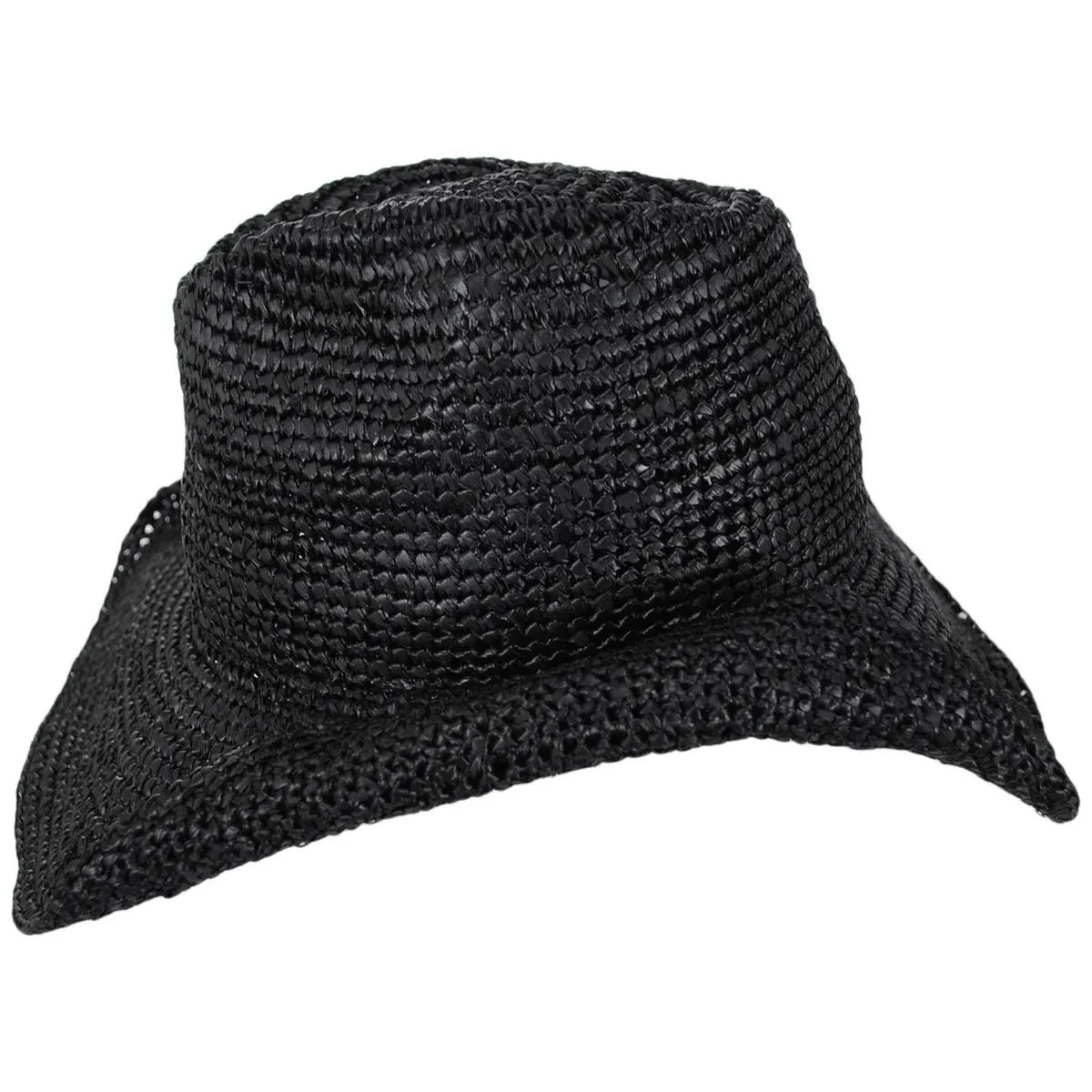 Diano Crochet Raffia Straw Western Hat