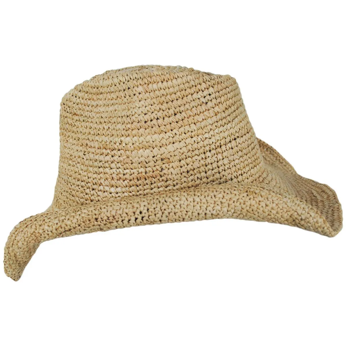 Diano Crochet Raffia Straw Western Hat