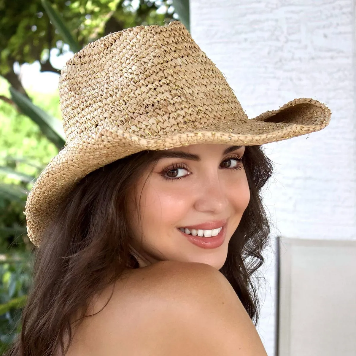 Diano Crochet Raffia Straw Western Hat