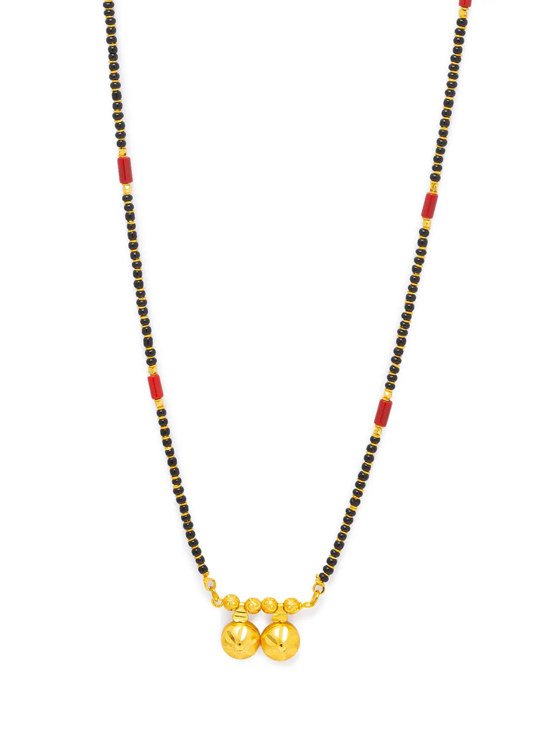 Digital Dress Room One Gram Gold Plated Long Mangalsutra मंगलसूत्र Latest Design Tanmaniya/Long Gold Chain/Black Red Beads Vati Pendant New Mangalsutra Designs For Women (29 Inches)