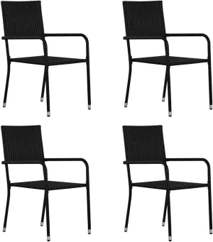 Dinning Chairs Camping Chair Lawn Chairs Kitchen Chairs - Patio Dining Chairs 4 pcs Stackable Black Poly Rattan for Beaches Outside Garden Park