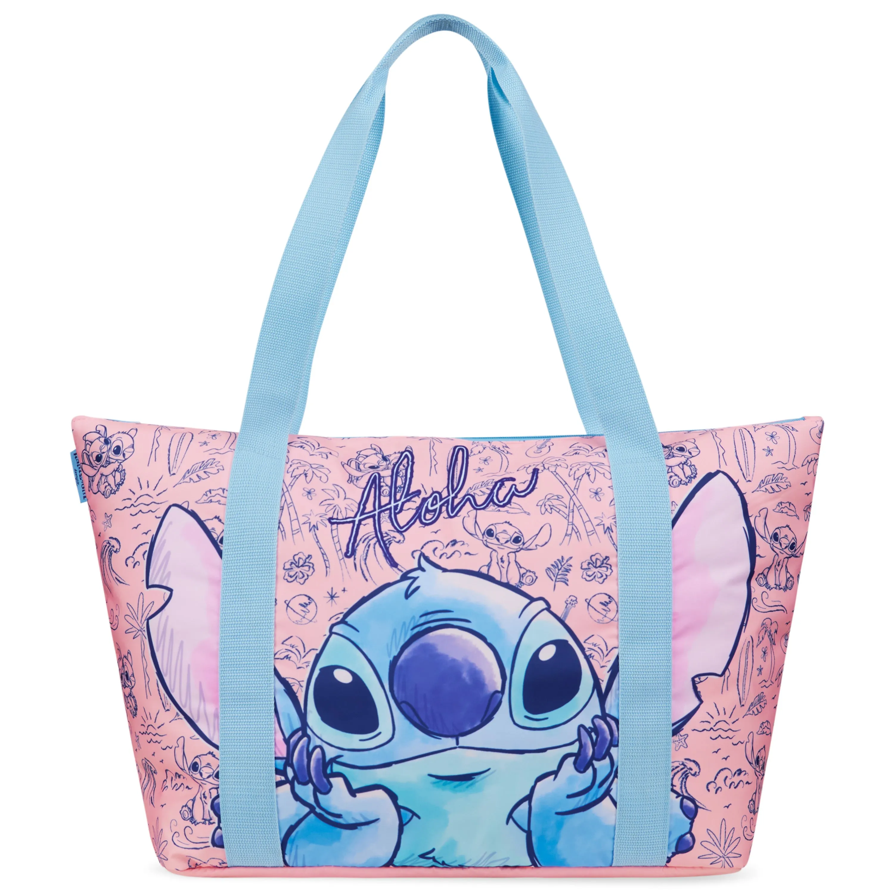 Disney Stitch Womens Tote Bag - Large Zipped Overnight or Beach Bag