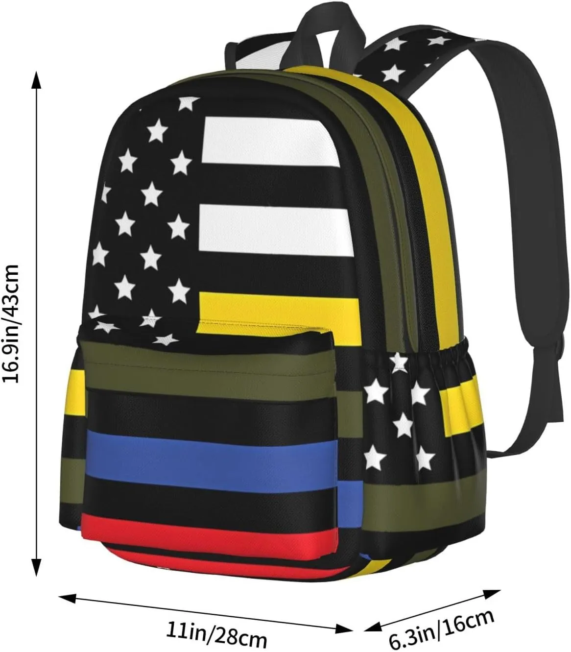 Dispatch Police Military Fire Flag Backpack Double Shoulder Bag 15 Inch Laptop Bagpacks for Hiking Work Camping Travel