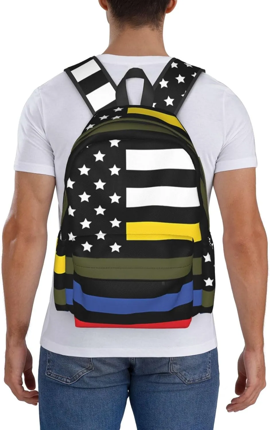 Dispatch Police Military Fire Flag Backpack Double Shoulder Bag 15 Inch Laptop Bagpacks for Hiking Work Camping Travel