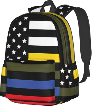 Dispatch Police Military Fire Flag Backpack Double Shoulder Bag 15 Inch Laptop Bagpacks for Hiking Work Camping Travel
