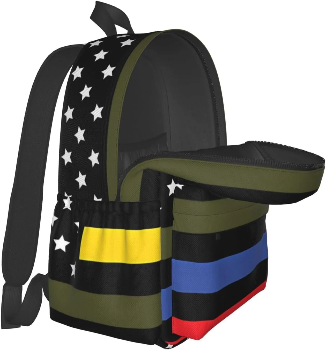 Dispatch Police Military Fire Flag Backpack Double Shoulder Bag 15 Inch Laptop Bagpacks for Hiking Work Camping Travel