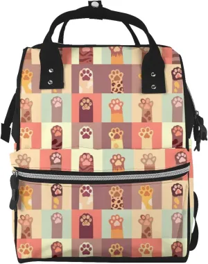 Dog Cat Paw Topics Diaper Bag Backpack for Women Multifunction Travel Nappy Bag Waterproof Mummy Backpacks Large Capacity Daypack for Mom Dad Travel Essentials