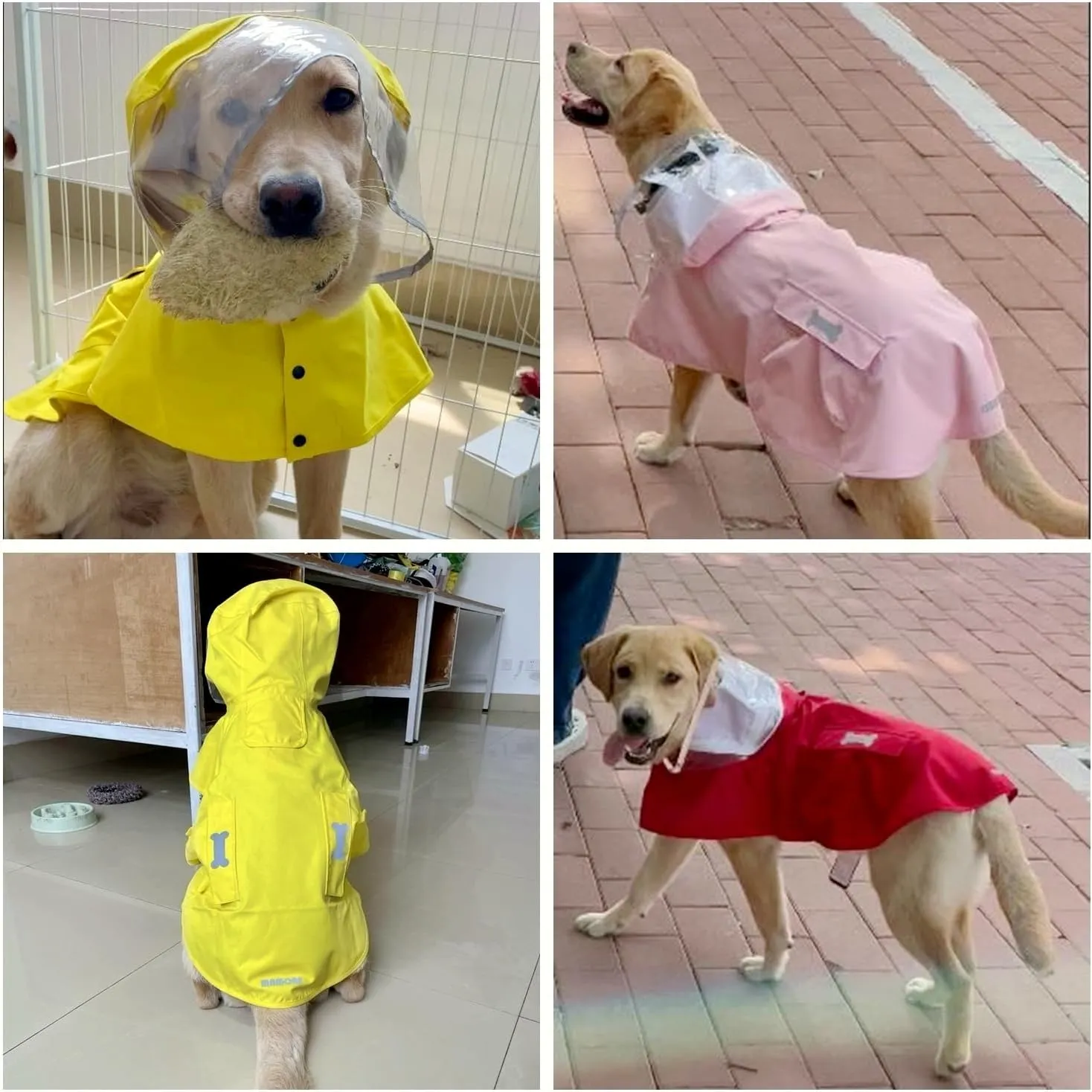 Dog Raincoat,Waterproof Rain Poncho with Hoodie, High Reflective Adjustable Pet Rain Jacket with Leash Hole for Small Medium and Large Dogs (Pink, XX-Large)