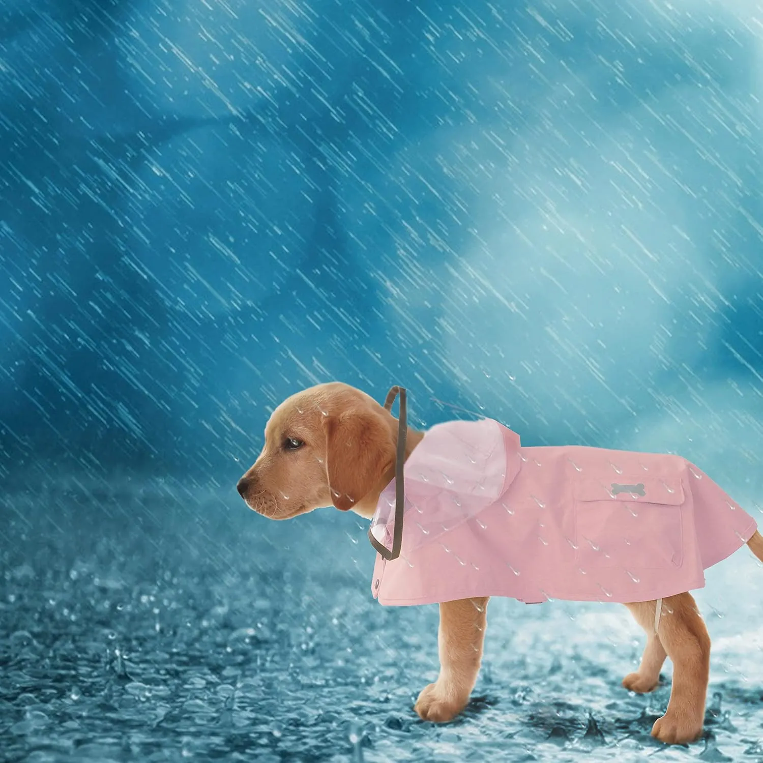 Dog Raincoat,Waterproof Rain Poncho with Hoodie, High Reflective Adjustable Pet Rain Jacket with Leash Hole for Small Medium and Large Dogs (Pink, XX-Large)