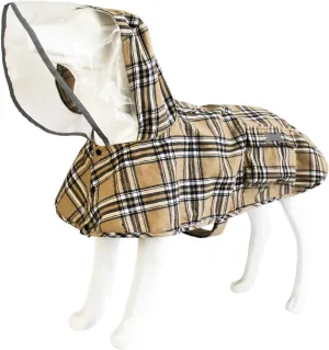 Dog Waterproof Raincoat with Poncho Hoodie, High Reflective Adjustable Yellow Pet Rain Jacket with Leash Hole for Small Medium and Large Dogs (Khaki, XX-Large)