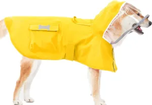 Dog Waterproof Raincoat with Poncho Hoodie, High Reflective Adjustable Yellow Pet Rain Jacket with Leash Hole for Small Medium and Large Dogs (Yellow, XX-Large)