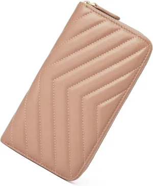 DORIS&JACKY Women Leather Wallet Rfid Blocking Large Capacity Zipper Around Travel Wristlet Bags