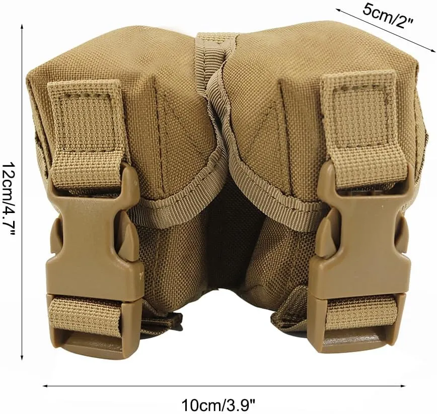 Double Grenade Pouch, Double Frag Grenade Holster, Tactical Accessory Pouches, Molle Small Tool Bag for Hunting Shooting