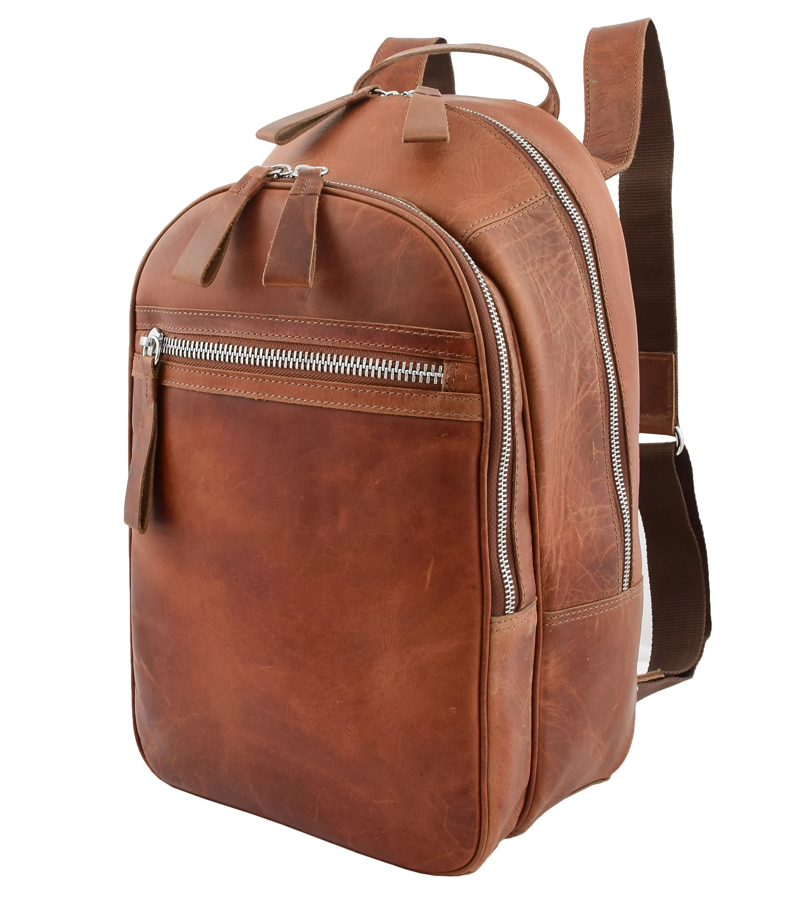 DR289 Italian Buffalo Classic Leather Simple Bag Backpack Tan