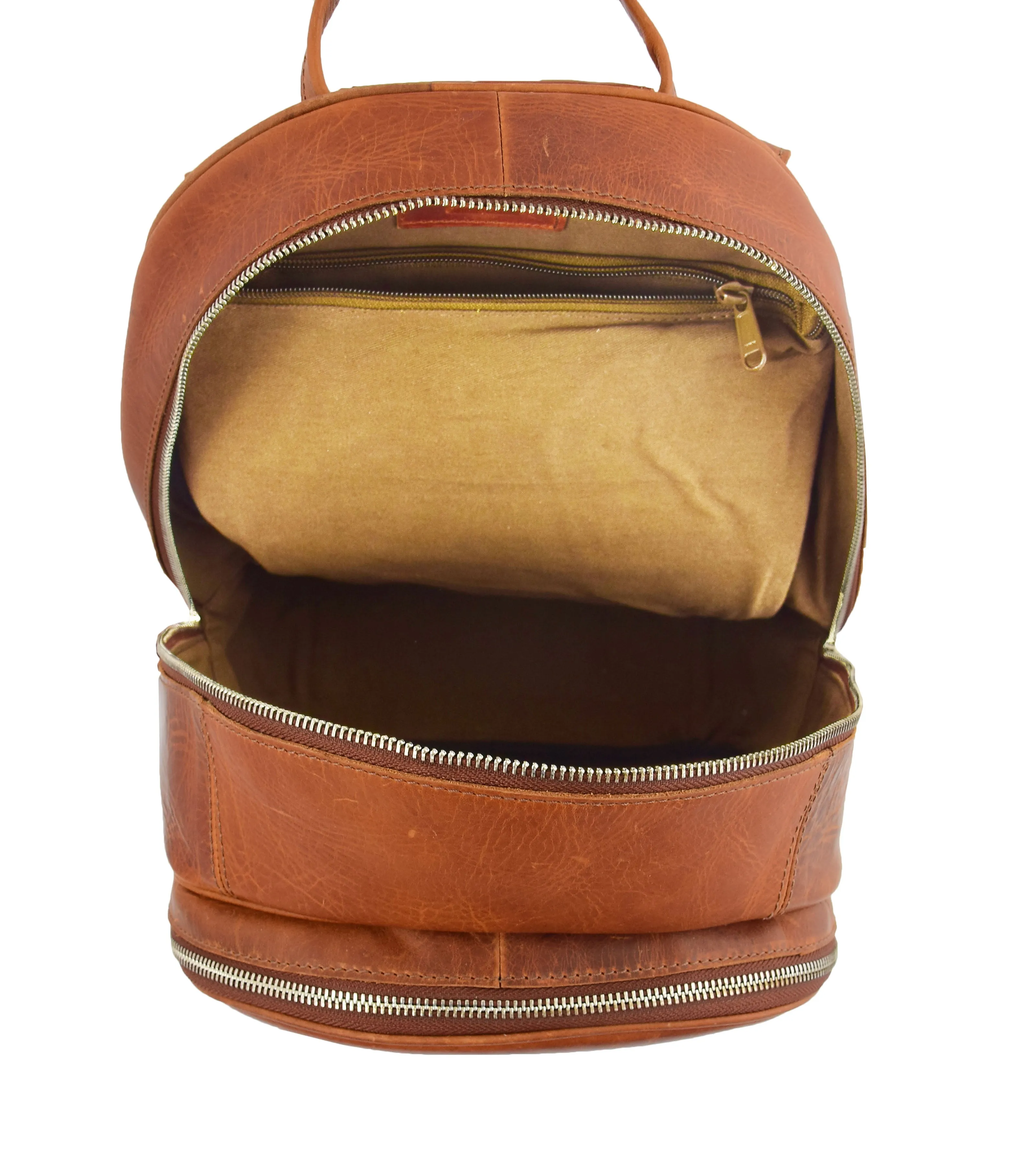 DR289 Italian Buffalo Classic Leather Simple Bag Backpack Tan