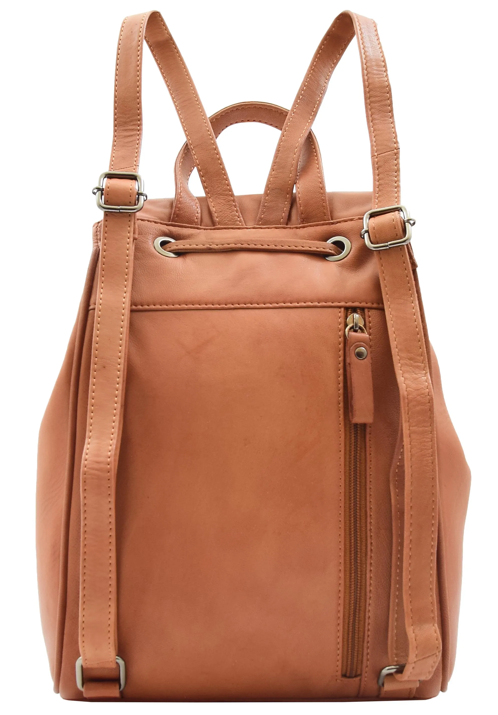 DR348 Real Leather Classic Travel Backpack Cognac