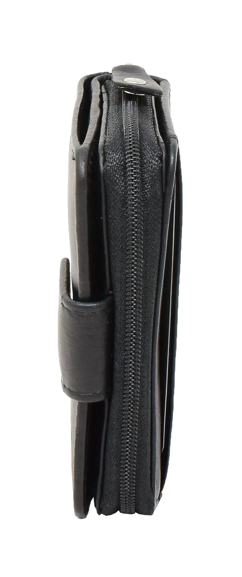 DR421 Women’s Soft Leather Purse Bifold Clutch Black