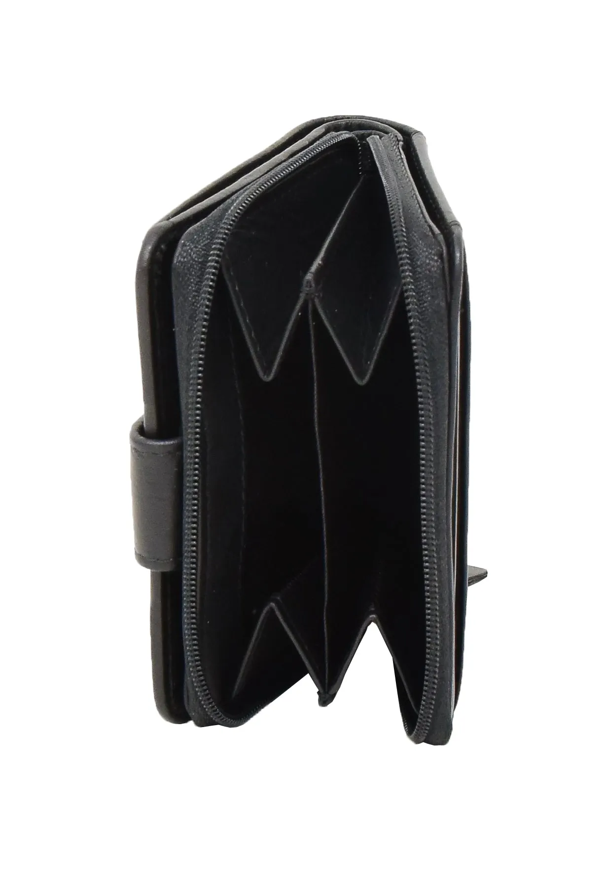 DR421 Women’s Soft Leather Purse Bifold Clutch Black