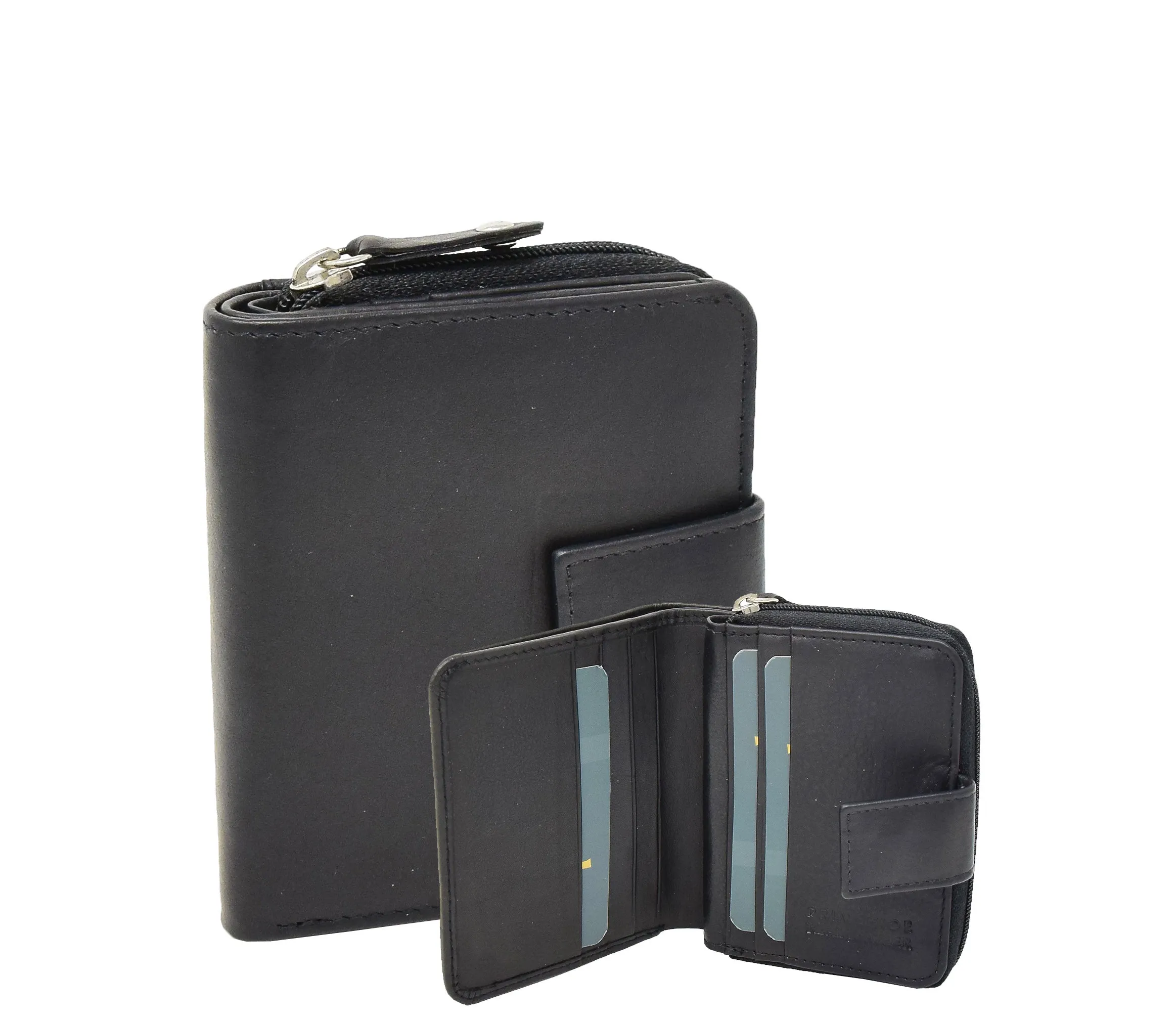 DR421 Women’s Soft Leather Purse Bifold Clutch Black