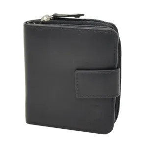 DR421 Women’s Soft Leather Purse Bifold Clutch Black