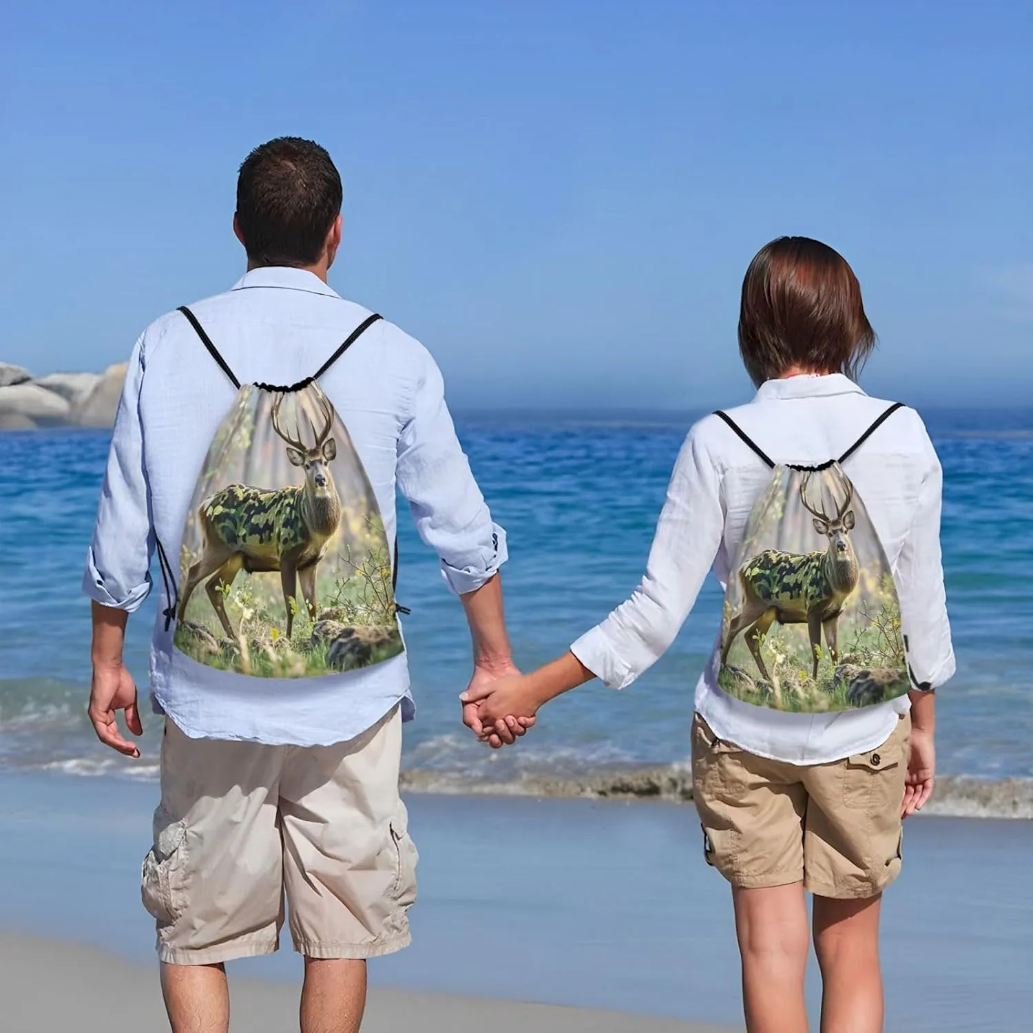 Drawstring Backpack Foldable String Bag Camouflage Deer Resistant Sackpack Sports Gym Bag for Shopping Yoga