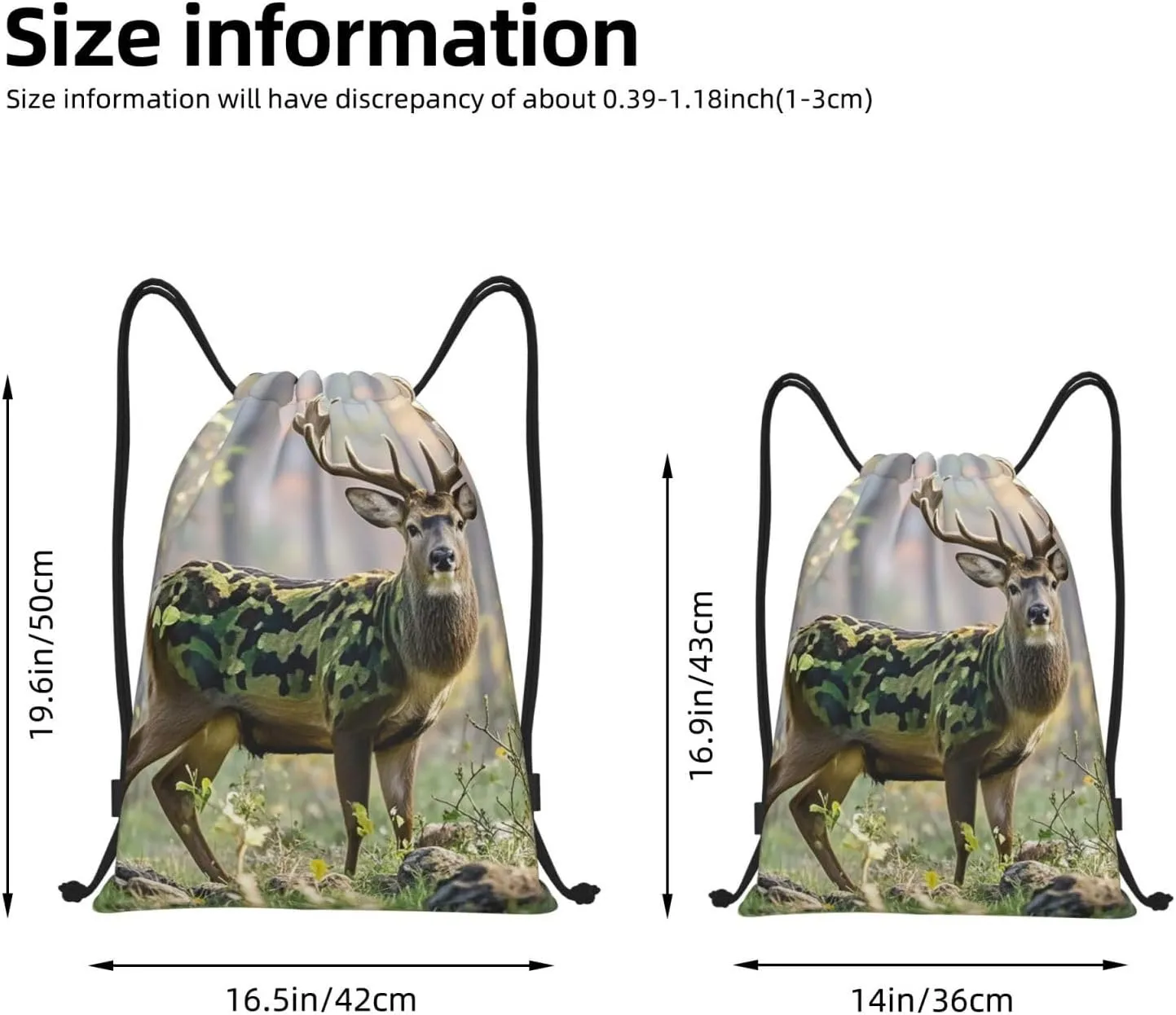 Drawstring Backpack Foldable String Bag Camouflage Deer Resistant Sackpack Sports Gym Bag for Shopping Yoga