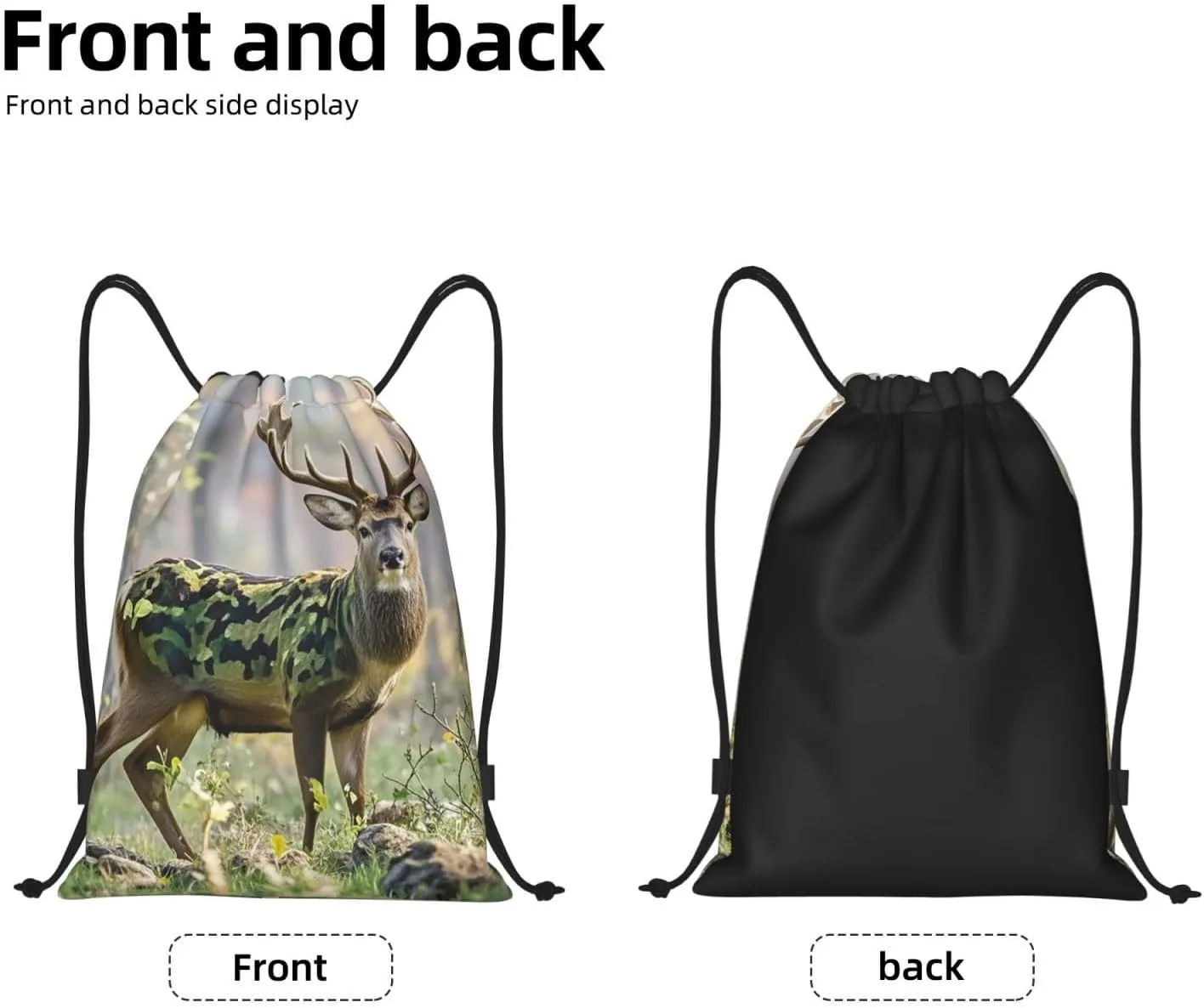 Drawstring Backpack Foldable String Bag Camouflage Deer Resistant Sackpack Sports Gym Bag for Shopping Yoga