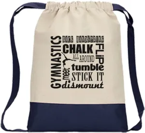 Drawstring Bag Color Canvas Gymnastics Chalk Tumble Dismount Stick It Flip Navy