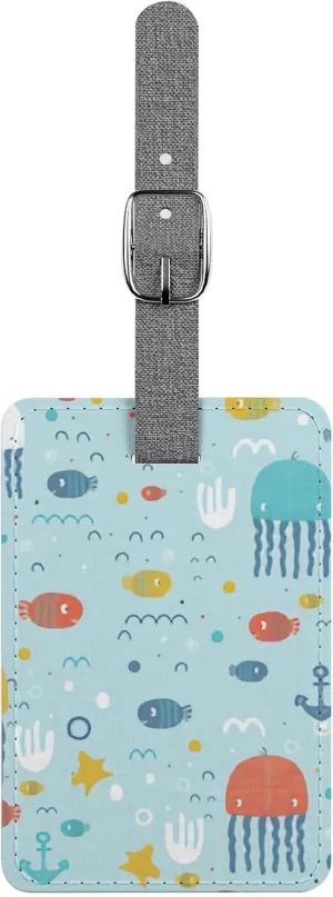 DreamBay Luggage Tags Backpack for Baggage - Underwater Sea Creatures Polyester Suitcase Travel Tags with Loop for Handbag,1 Piece Travel Essential