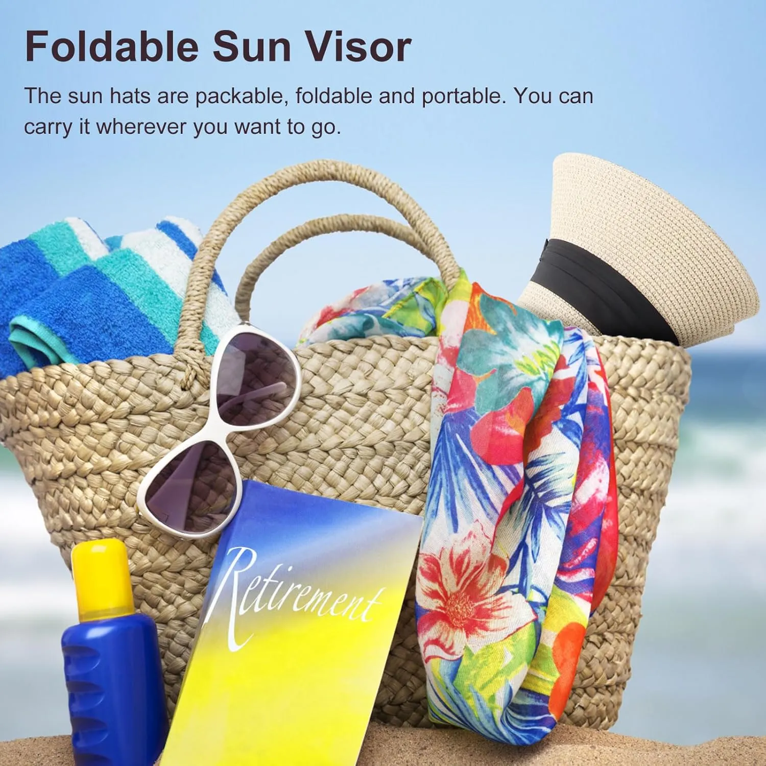 DRESHOW Women Straw Panama Hat Travel Fedora Beach Sun Hat Summer Wide Brim Straw Roll up Hat UPF 50 