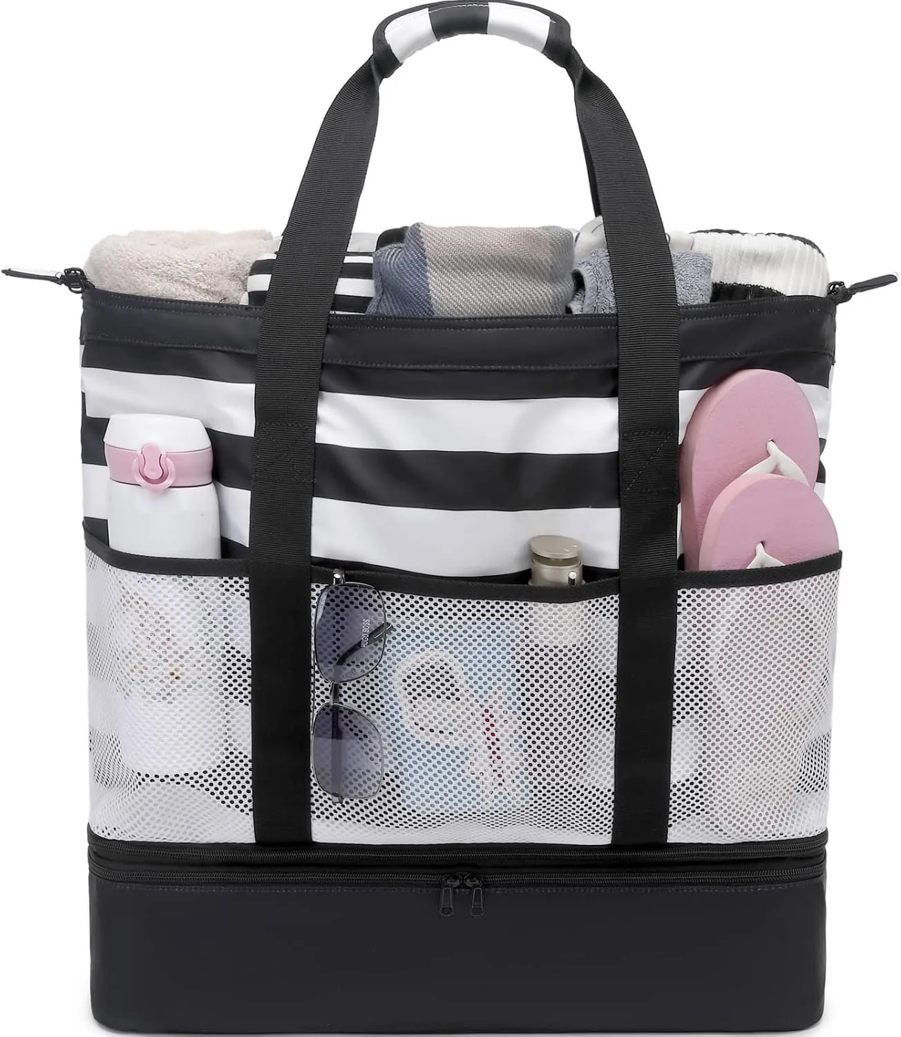 DSIUE Beach Bags with Cooler - Waterproof Sandproof Tote for Women - Large Pool Gym Travel Bag
